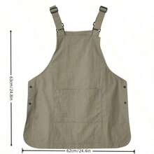 Multi-Pocket Functional Work Apron With Front & Back Pockets, Universal Unisex Catering & Kitchen Apron, Heavy-Duty Stain-Resistant Canvas Apron With Adjustable Neck Strap, Ideal For Outdoor Hairdressing, Coffee Shops, Barbecue Stalls, Restaurants, Food Service Industries, Home Cooking, Baking, Grilling & Daily Household Use, Durable Protective Workwear For Men & Women, Perfect Gift & Essential Tool For Holiday Home Baking, Grilling, Culinary Activities & Craft Work - 橄欖綠 - 查看 2