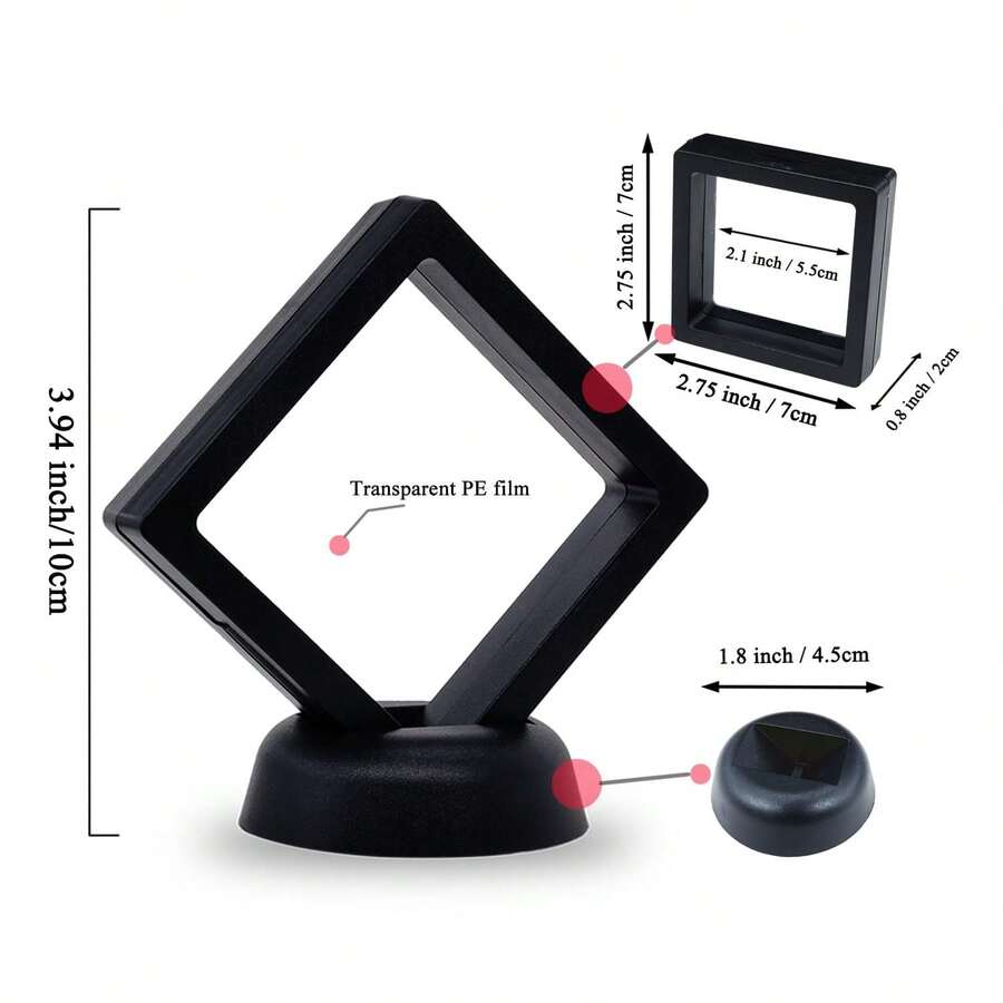 Hộp trưng bày nổi 3D dùng để trưng bày và sưu tập tiền xu AA, huy chương, trang sức, đá quý, mũi tên, màu đen (2.75 x 2.75 x 0.8 inch) - màu đen - Xem 1
