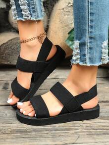 Women's Fashion Rhinestone Embellished Flat Casual Slippers, Suitable For Beach, Travel, Daily Wear, Summer - Black - View 4