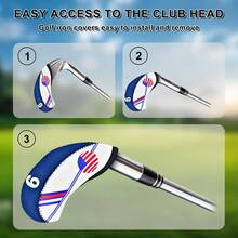US Club Covers 11 PCS Premium Neoprene Cover Set Iron Covers Set Headcover Protective Covers Irons Black Red Blue Green Yellow Orange - Royal Blue - View 4
