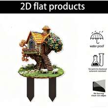 Estaca Encantadora para Jardim de Fadas, Decoração de Vaso de Plantas para Área Externa, Ornamento de Estaca de Solo Acrílico 2D Resistente à Água - A - Visão 9
