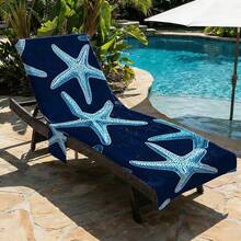 1pc Starfish Microfiber Beach Chair Cover, With Pocket, Lightweight & Breathable, Ideal For Travel & Beach Vacation, Pool Essential | Summer Style | Portable Beach Mat, Beach Towel - Style3 - View 7
