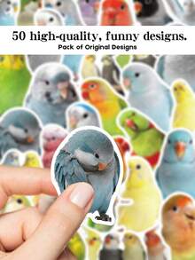 YWWBLD 50pcs Realistic Parrot Stickers For Laptop, Suitcase, Scrapbook, Storage Box, Decorative DIY, Graffiti Stickers - Multicolor - View 6