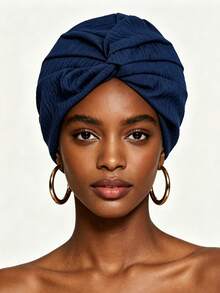 Bộ 1 mũ xếp ly họa tiết trơn màu dành cho nữ - Lấy cảm hứng từ phong cách Boho, mũ turban họa tiết màu đỏ tía dành cho nữ, mũ thắt nút sẵn, mũ turban xếp ly co giãn dành cho người đang hóa trị, người bị rụng tóc, khăn trùm đầu kiểu châu Phi, mũ thời trang để đội hàng ngày và dự tiệc, mùa hè, đi biển, nghỉ lễ, du lịch. - Nhiều màu - Xem 7