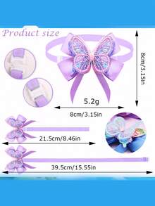 4pcs Dopamine Color Handmade Multi-Layer Colorful Bow Tie, Spring Limited Pet Outfit, Suitable For Outings, Weddings, Birthdays, Photo Shoots, Assorted Styles - Multicolor - View 2