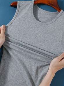 GRDR Camiseta de tirantes de verano para hombre de unicolor y ajuste ceñido, versátil para deportes y uso casual - Gris Claro - Ver 6