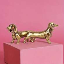 1 Piece Of Retro Corgi Dog Small Sculpture, Handmade Lost-Wax Process Dachshund, Desk Decoration, For Pet Lovers - Classical Style Home Decoration DUUP - 迷你臘腸犬 - 查看 5