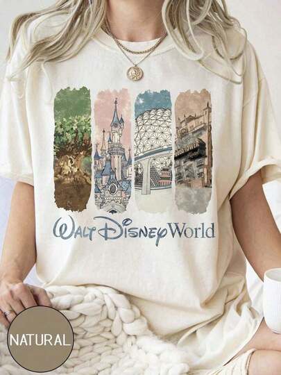 Including Disney Fashion Prints, Summer T-Shirts, Walt Disney World Prints, Suitable For Daily Wear, Easy To Wear In Summer, Micro-Elastic, Soft Round Neck Casual Everyday Tops, Including Disney Fashion Prints, Round Neck Summer Sweatshirts, For Both Men And Women, Holiday Gifts.