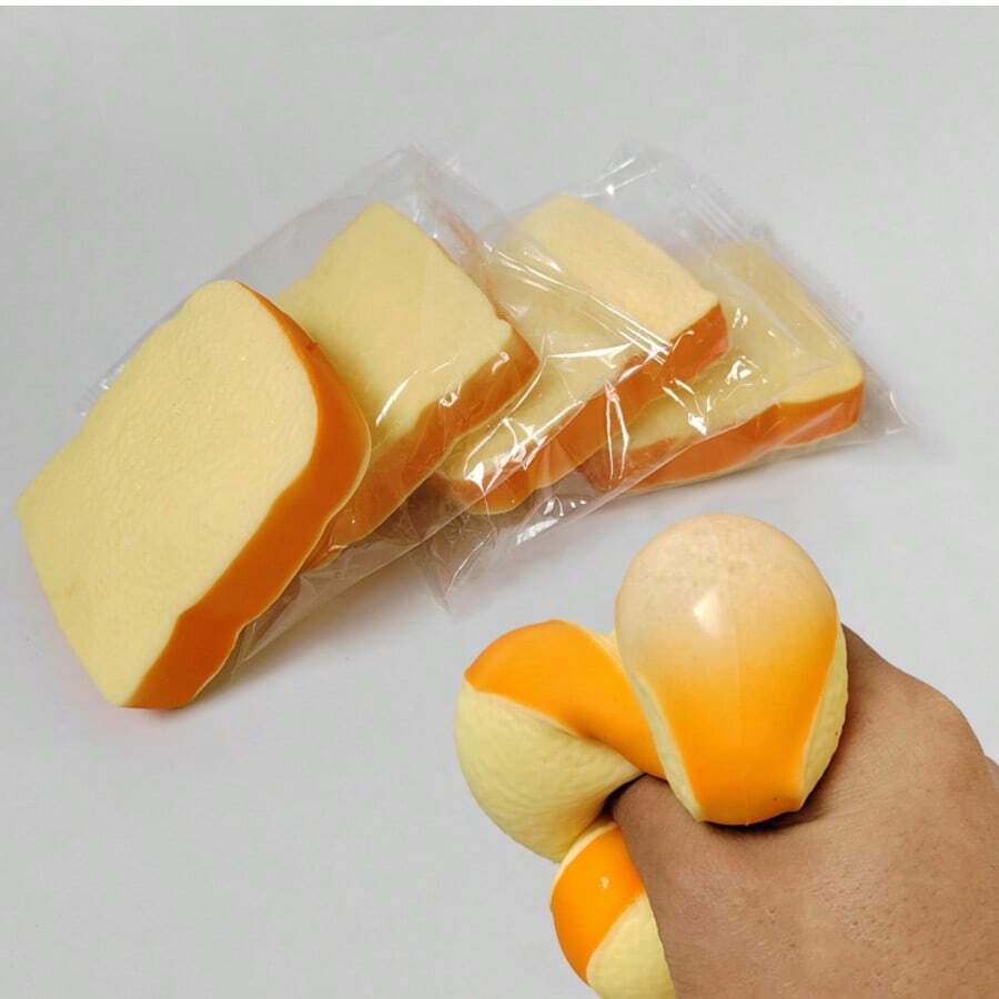 1pc Squishy Realistic Toast Slice Squeeze Toy, Popular Food Stress Relief Slow Rebound Toy - Multicolor - View 1
