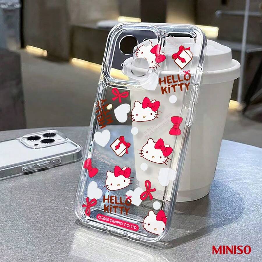 Miniso 名创优品 Hello Kitty 蝴蝶结透明 TPU 手机壳，适用于 iPhone 17/17 Pro/17 Pro Max/17 Air/16/15/14/13/12/11/X 系列，iPhone 17 Pro Max 手机壳，iPhone 17 Pro 手机壳，iPhone 17 手机壳，圣诞礼物，女朋友 - 無色 - 查看 1