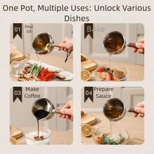 1pc Hot Oil Pot, Double Spout Drip Oil Small Pot, Thick With Markings, Kitchen Cookware, Suitable For Frying, Heating Milk, Baking, Coffee Making, Frying Eggs And Multi-Purpose Use - View 7