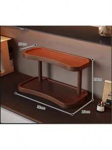 2 Tier Walnut Countertop Organizer, Elegant Storage Shelf For Cosmetics, Fragrances And Skincare, Perfect For Bathrooms, Kitchens And Desks With Separate Enclosed Storage Shelves - View 4