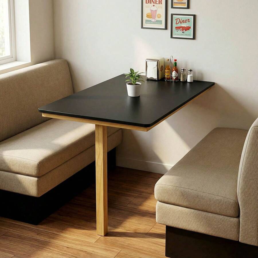 Mesa de Jantar Para Apartamento Americana Bordas Arredondadas - Preto - Visão 1