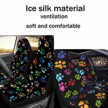 1pc Creative Colorful Dog Paw Print Car Seat Cover, Breathable Icy Silk Fabric, Soft & Comfortable, Suitable For Summer, Car Interior Decor & Protection, Accessories For Cars, Fit For Women, Universal Front Seat Cover For Sedan, SUV And Van - Multicolor - View 8