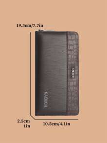 19.5cm Multi-Function Men's Card Holder | KAIDUCH PU Leather With Zipper Security Design, Smartphone Size, Holds Essentials, Lightweight & Compact - Brown - View 7