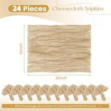 6/12/24pcs Cream Balinese Cheesecloth Napkins Decor, Suitable For Outdoor Events Such As Weddings, Bridal And Baby Showers, Birthday Parties, Mother's Day, Home Decor, Family Gatherings, Banquets, Receptions, Buffets, Picnics And Various Theme Parties. - Multicolor - View 22