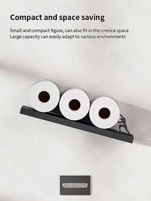 1个独特的壁挂式卫生纸架，浴室装饰收纳架 - 自粘式，金属材质，适用于家庭和厨房卫生纸卷收纳，创意浴室配件架 - 收納掛架 - 查看 8