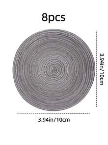 Juego de 4 piezas/6 piezas/8 piezas/15 pulgadas de individuales redondos tejidos, aptos para reuniones familiares, bodas y fiestas (negro gris) - Gris Oscuro - Ver 15