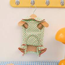 1pc Spring/Summer Pet Polka Dot Belly Shirt, Cute Peter Pan Collar Four-Legged Clothes For Dogs & Cats - Multicolor - View 8