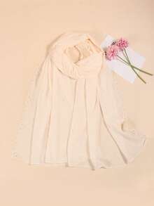 Khăn trùm đầu Hijab nữ thanh lịch mới, đính ngọc trai và đá pha lê, nơ, chất liệu chiffon nhẹ, thoáng khí, phù hợp mọi mùa, cho các buổi tiệc, bữa tối và các dịp buổi tối. - màu trắng nhạt - Xem 2