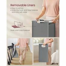 Dirty Clothes Basket, Compartment Design. Detachable Cloth Bag, - White and Light Grey - View 4
