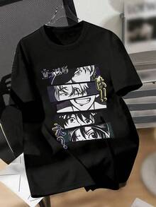 Senaste modellen 2026 Anime-PaT-Checkwork-tryck i japansk stil, ledig herr-T-shirt, studentkläder med korta ärmar, herrskjortor. Populär. - Weiss - Visa 6
