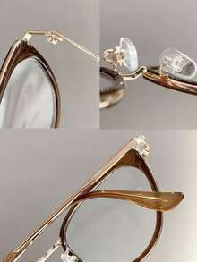 1pc Y2K Style Women's Elegant Cat Eye Transparent Flat Lens Glasses Accessories - Multicolor - View 3