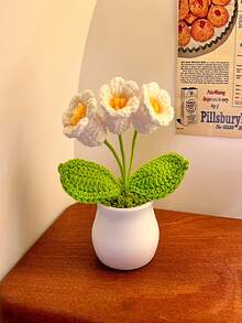 Flor de ganchillo, flores en maceta de nomeolvides de ganchillo tejido en rosa, blanco, azul, flores en maceta de girasol de ganchillo tejido, flores en maceta hechas a mano, flores de regalo para cumpleaños, boda, coche, decoración del hogar, plantas en maceta de flores de ganchillo hechas a mano - Multicolor - Ver 13