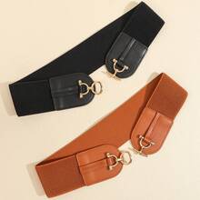 优雅弹力腰带，配金属扣，适合搭配连衣裙 - 彩色 - 查看 5