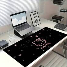 SANRIO 1pc Game Mouse Pad, Black Background Butterfly Pattern, With Non-Slip Rubber Base. An Excellent Desktop Accessory For Office, Study Or Home Decor. This Mousepad Makes An Ideal Gift For Fans And Friends. Office Desk Desk Office Supplies Office Accessories Desk Mat Study Table Mouse Pad For Desk Desk Decor - 1 - View 3