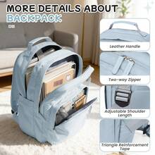 Grand sac à dos de voyage en nylon pour femmes et hommes, sac à dos scolaire imperméable avec compartiment pour ordinateur portable de 15,6 pouces, sac à dos décontracté multi-poches avec sangle pour bagage pour le travail, l'université et les activités extérieures - Multicolore - Voir 3