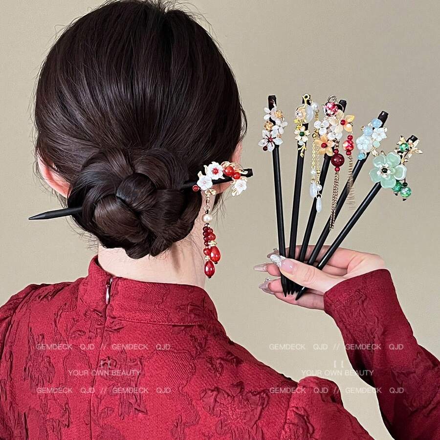 1-5 chiếc kẹp tóc tua rua kiểu Trung Quốc thanh lịch cổ điển, phụ kiện tóc Hanfu, kẹp búi tóc - Thiết kế cao cấp, tối giản sang trọng, chất liệu hợp kim, dễ sử dụng, món quà đẹp. - Nhiều màu - Xem 1