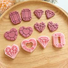 4 Pcs Geometric Minimalist Elegant Clay Cutters, Ideal For Beginner, Delicate Pattern Design, Handmade Jewelry Mold, Fashionable Artistic Clay Cutting Molds - Pink - View 4
