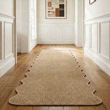 1 pieza Alfombra larga de imitación de yute marrón, lavable a máquina y duradera, adecuada para pasillo, cocina, mesilla de noche, baño, entrada, oficina en casa, lavandería - Alfombra larga fácil de limpiar, alfombra de pasillo, alfombra, alfombra de pasillo, alfombra de área, alfombra, decoración del hogar, alfombra de área de sala de estar, decoración del hogar de sala de estar - Marrón - Ver 4