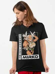 Unisex Rabbit Hero Mirko T-Shirt Rumi Usagiyama Miruko BNHA MHA - màu đen - Xem 2