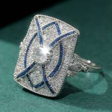 Nhẫn Cubic Zirconia lấp lánh sang trọng, trang sức thủ công tinh tế, phụ kiện hoàn hảo cho đám cưới và các dịp lễ, món quà kỷ niệm tuyệt vời. - Bạc - Xem 2