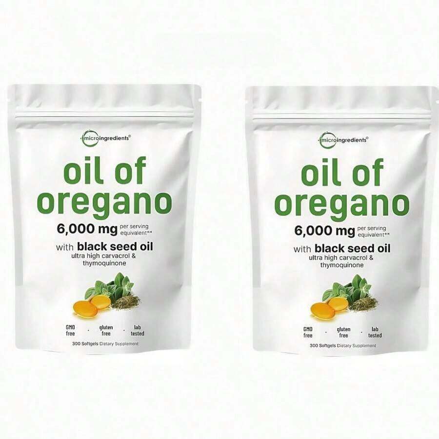Oregano Oil With Black Seed Oil 6000mg AP Softgels For 150/75 Day Supply Dual Action Immune Support Non-GMO Gluten Free Healthcare Vitamin Dietary Edible Supplement Fitness - 2個 - 查看 1