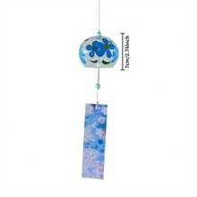 Handmade Floral & Animal Element Glass Wind Chime, Polished Finish, Comes With Gift Box, Suitable For Entryway, Outdoor Hanging, Birthday Surprise Gift - Blue Bellflower - View 4