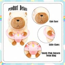 Swimming Ring Capybara Club Cover Small Size Fits Hybrid And Irons Large Size Fits Standard 460cc Driver Funny Plush Animal Headcover Soft Colorful Design - Small + Brown Capybara Wih Unicorn - View 6