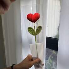 1Pc Handmade Crochet Heart Bouquet - Yarn Handmade Heart Flower With Green Stem, Perfect For Valentine's Day, Mother's Day, Graduation, Thanksgiving, Birthday Gift And Special Occasion Gift - Home Decor - Multicolor - View 7