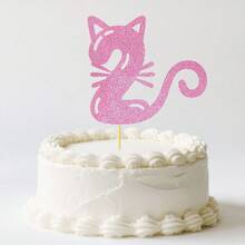 1-4 Years Old Birthday Cat Theme Cake Topper - Bamboo Pet Friendly Decor, Pink/Black Cat Silhouette, Suitable For Pet Parties, Cat Themed Celebrations, And Adorable Age Marking Cake Decorations - View 13