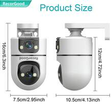 RecorGood 1个全彩夜视摄像头，带声光报警、定时监控、TF卡和云存储双存储、全方位巡逻云台旋转、可通过iOS/安卓设备远程查看、多人共享、双向语音通话、有线供电（配件包含支架、数据线、螺丝；不含SD卡），适用于室内家庭使用，是新年、春节和情人节的理想礼物。 - 黑與白 - 查看 4