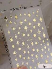 1pc Luxury Gold Star Face Sticker, Transparent Crystal Combination, Music Festival/Gala Makeup Decor, Stage Makeup Eye Decoration, Party Atmosphere Makeup Sticker,Concert Look,Face Gems - Multicolor - View 7