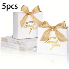 5/10/20pcs Small Thank You Gift Bags, Party Favor Bags, Gift Boxes With Gold Ribbon, Black Paper Gift Bags, Suitable For Weddings, Baby Showers, Parties - View 14