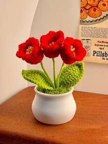 Flor de ganchillo, flores en maceta de nomeolvides de ganchillo tejido en rosa, blanco, azul, flores en maceta de girasol de ganchillo tejido, flores en maceta hechas a mano, flores de regalo para cumpleaños, boda, coche, decoración del hogar, plantas en maceta de flores de ganchillo hechas a mano - Multicolor - Ver 15