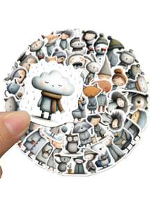 50pcs Cute Sleepy Cartoon Character Sticker Funny Creative Decal For Tablet Computer Phone Case Laptop Luggage Fridge Envelope Label Magazine Decal Sticker DIY Gift Stickers Scrapbook Supplies Scrapbooking - 1 Set - View 3