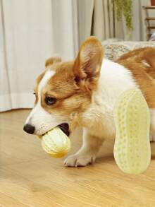1pc Dog Chew Toy, Durable Squeaky Peanut Shaped Toy For Medium & Large Dogs, Corgi & Bulldog, Cute Plush Chew Toy For Dogs To Relieve Boredom, Durable & Tear-Resistant - Champagne - View 6
