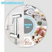 Handheld Bidet Sprayer For Toilet, Stainless Steel Adjustable Pressure Bidet Kit With Brass T-Valve, Multipurpose Toilet Spray For Feminine Hygiene, Baby Cloth Diaper Cleaning & Pet Wash - Silver - View 4