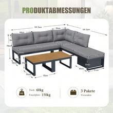 Multi-Purpose Garden Furniture Set With 3-Position Adjustable Backrest And Reclining Function, Thick Comfort Cushions, Storage Space And Weatherproof Polyester Cover – For Patio, Balcony And Garden. Dark Grey. - Dark Grey - View 3
