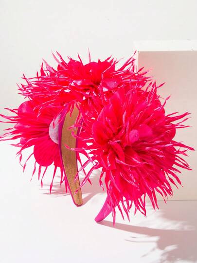 1pc 3D Faux Flower Headband, Retro Luxury Solid Color Hair Hoop, Suitable For Women Street Style, Evening Dress Accessories
